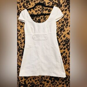 D+G white textured mini dress with button detail. Size 38 / small